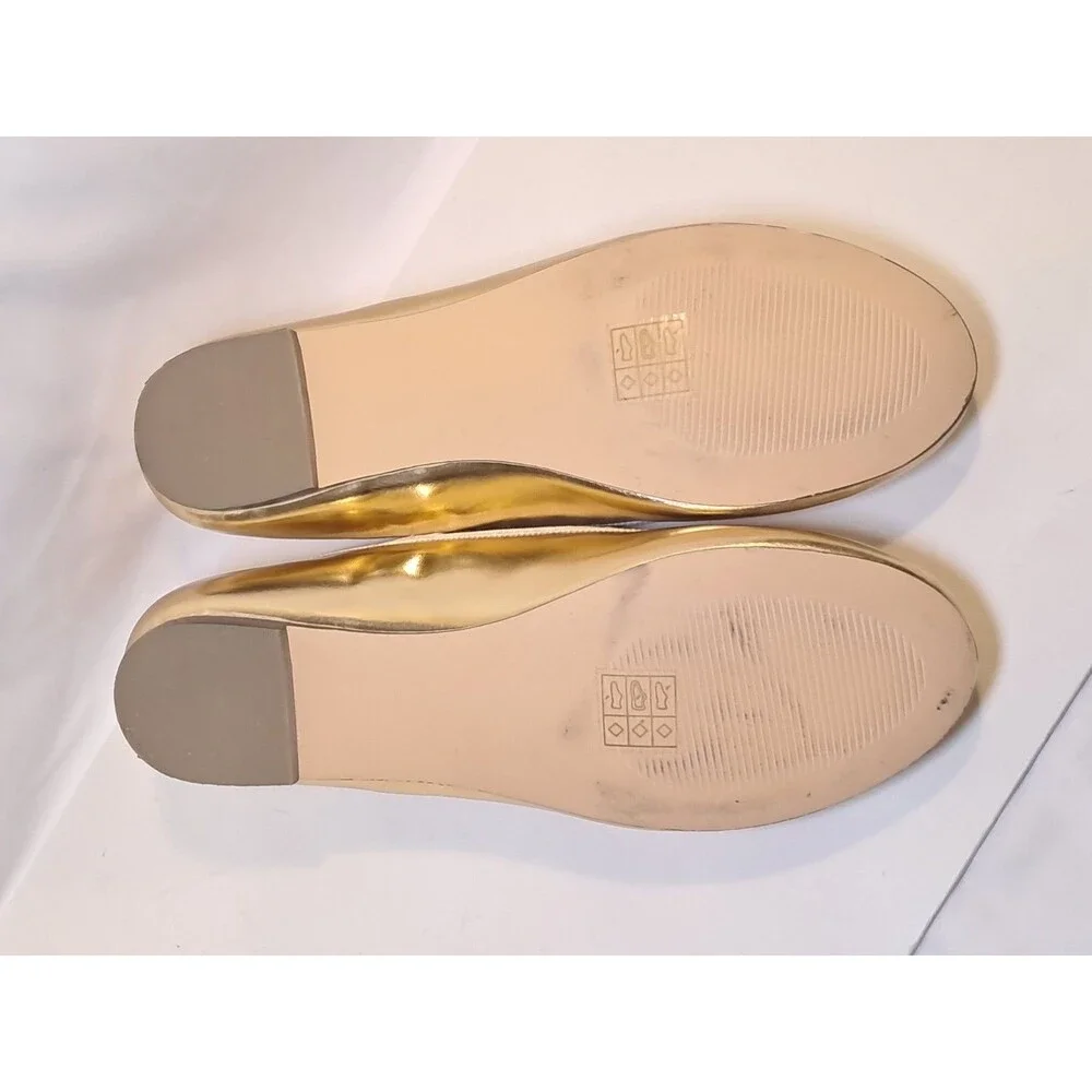 J.Crew CrewcutsGirls Strappy Ballet Flats Golden Honey Gold BT667 EUC  Size 5